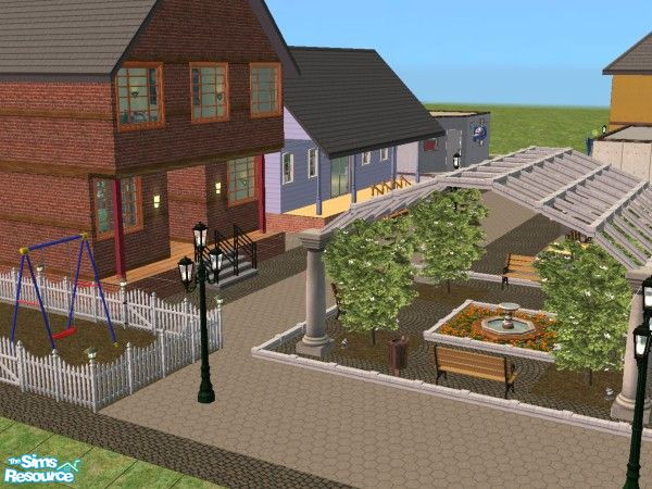 Sims 2 — Downtown Market by jenwar — This downtown area has been converted into a pedestrian mall for shopping and fun.