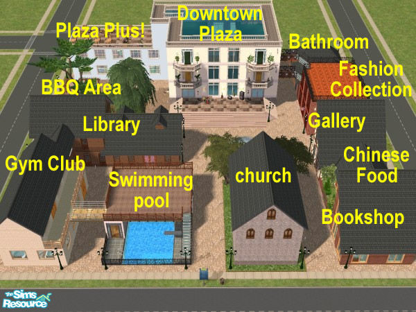 Sims 2 — Downtown by oldmember_alex312 — A stylish shopping center. Include commerce, entertainment, culture, and more.