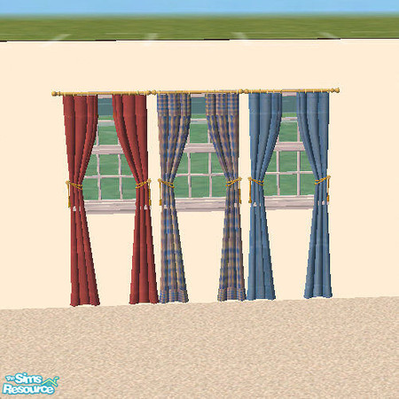 Sims 2 — 123trainred_curtains by slinki — 123train red curtains Recolor of "Cornerstone Victorian Velvet