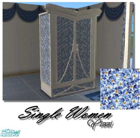 Sims 2 — Single Women-Dresser by Yizzi — Cornflower pattern dresser with white trim