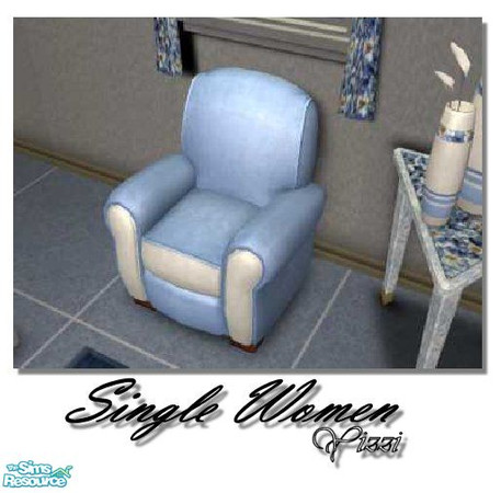 Sims 2 — Single Women-Armchair by Yizzi — Club Design in blue and white