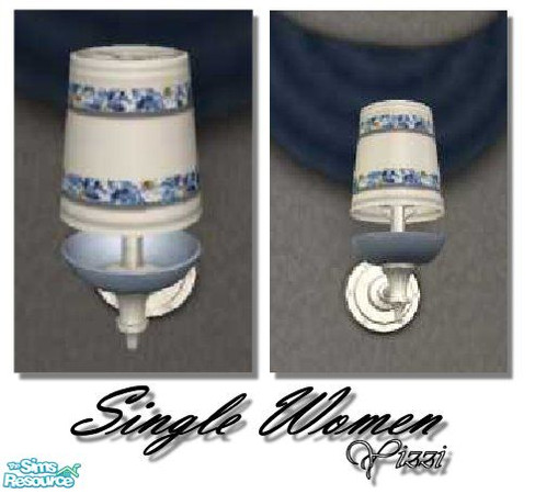 Sims 2 — Single Women-Light by Yizzi — White shade with floral stripes Blue and white base