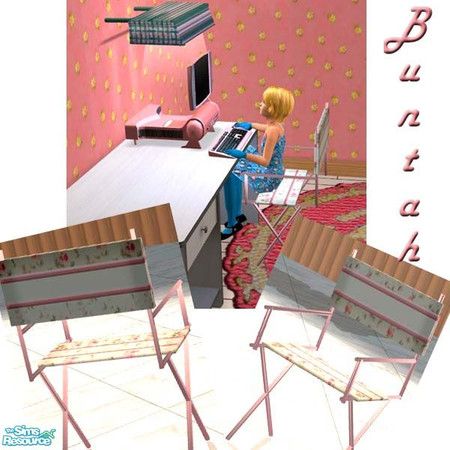Sims 2 — Pink Floral Canvas for Director's Chair by buntah — This is the pastel pink floral canvas for the director's