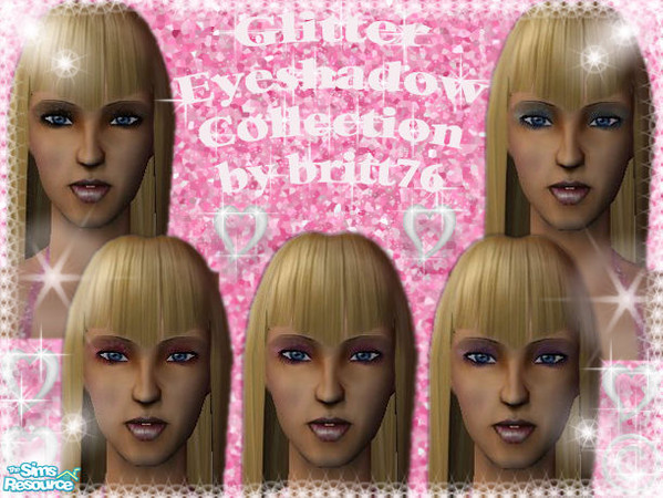Sims 2 — Glitter Eyeshadow Collection by britt76 — 5 glitter eyeshadows in a variety of colors created by