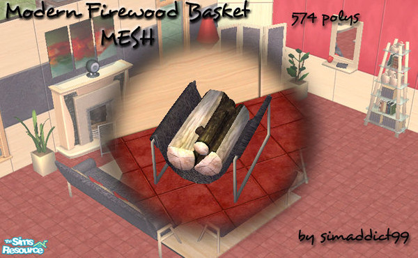 Sims 2 — Modern Firewood Basket MESH by Simaddict99 — Modern firewood basket, made of leather and metal. 