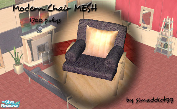 Sims 2 — Modern Chair MESH by Simaddict99 — Modern chair made of black leather and natural pine wood. Complete with