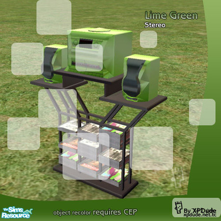 Sims 2 — Lime Green Stereo by XPDude — It's lime green and deliciously yummy! Add this to your Sim life and your dance