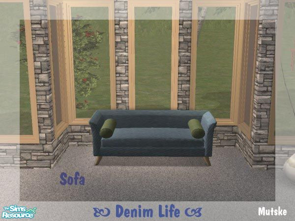 Sims 2 — Denim Life Sofa BBG by Mutske — New recolour from Nanshi Nibble "True Romance Living Room" set. You
