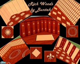 Sims 2 — Rich Woods by buntah — This is a set of rich wooden walls and floors. Mix and match them for beautiful effects.