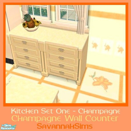 Sims 2 — Champagne Wall Counter - Kitchen Set One by oldmember_SavannahSims — This set has been designed to help your