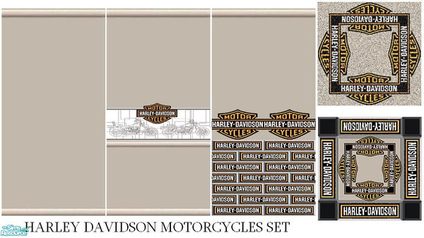 Sims 2 — Harley Davidson Motorcycles Set by Lorah — Harley Davidson. 2 tan painted walls, 1 tiled wall and 1 carpet, 1