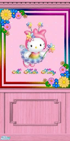 Sims 2 — Hello Kitty Set Kids Bedroom - Hello Kitty Wall by Bury me deep inside your heart — 
