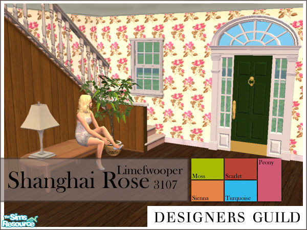 Sims 2 — Designers Guild \'Shanghai Rose\' by Limefwooper — An Oriental inspired floral design in 5 striking colours.