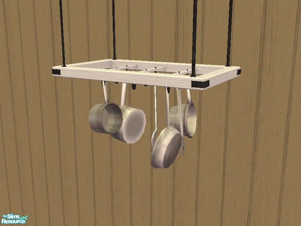 Sims 2 — Country White Kitchen Pot Rack by tamlfra — Hanging potrack, in white.