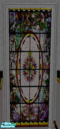 Sims 2 — Stained Glass door by ljkane — This lovely dining room uses the light to exploit the unique stained glass