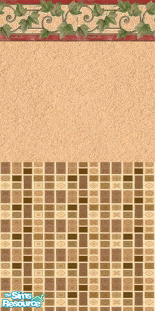 Sims 2 — Maxis Redo by c_literati — Southwest Stucco with half tile in Shades of Sienna and custom ivy border.