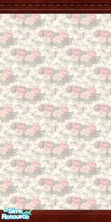 Sims 2 — By Any Other Name in Pink by TSR Archive — Pink roses decorate this wallpaper. I am a TSRAA member.