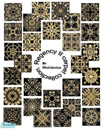 Sims 2 — Regency II carpet collection by pixielusion — Series II of the Regency carpet collection. 28 beautiful carpet