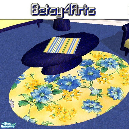 Sims 2 — SB Wicker Coffee Table by Betsy4arts — The wicker is a dark blue and the fabrics are made up of blues,yellows