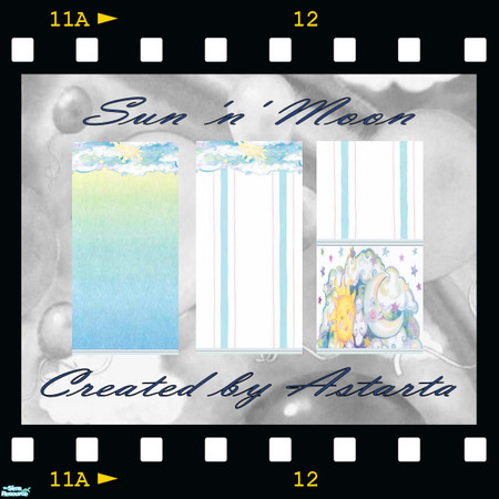 Sims 2 — Sun 'n' Moon by Astarta — Sun and moon wallpaper set for kids or nursery.