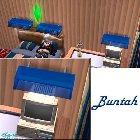 Sims 2 — Blue Glass Reading Light by buntah — This is the blue glass recolor of the reading light. Works well over a desk