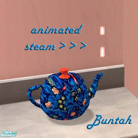 Sims 2 — Floral Steaming Teapot by buntah — Pics can't do this steam justice, cuz it's animated just like the flame on
