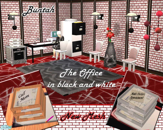 Sims 2 — The Office - In Black & White by buntah — This is a recolor of my original "The Office". It