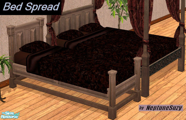 Sims 2 — NSC Bed Spread - Dark Brown Velvet by Neptunesuzy — Your sims will love this deep brown velvet and satin bed