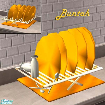 Sims 2 — Gold dishes on a rack by buntah — Are your Sims too poor to buy a dishwasher? Do they have to wash their dishes