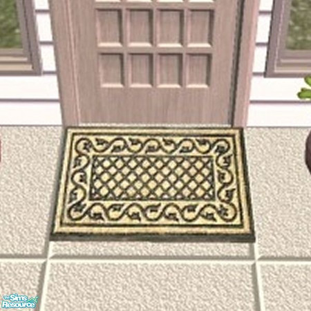 Sims 2 — Gold Welcome Mat by Raveena — This rug requires Windkeeper\'s \"Rug 1x1 Runner\" mesh file to work in