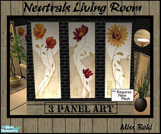 Sims 2 — 3 Panel Art - Neutrals Living Set by miss_beki — 3 Panel Art. Part of the Neutrals Living Set by Miss Beki.This