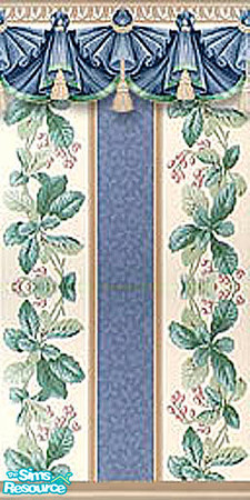 Sims 2 — Blue leaf striped wallpaper by ljkane — Blue leaf striped wall paper