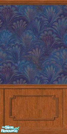 Sims 2 — Deep Blue Peacock Feather w/w by TSR Archive — Primarily deep blue wallpaper in a patern that may remind your