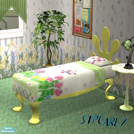 Sims 2 — Princess Flower Garden Bed Frame Yellow by STP Carly — Every Princess needs her own flower garden and what