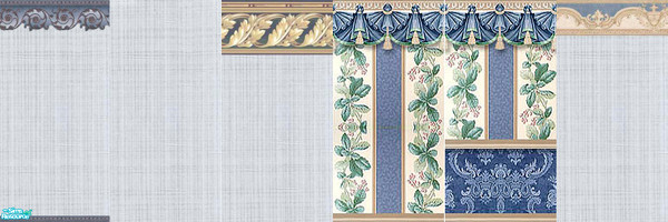 Sims 2 — ljk walls in blue by ljkane — a set of blue walls, with various borders and accents