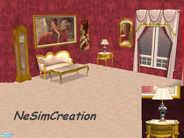 Sims 2 — Gold coated Victorian set by nesimcreation — Your Sim can never have enough victorian in their home! Get the