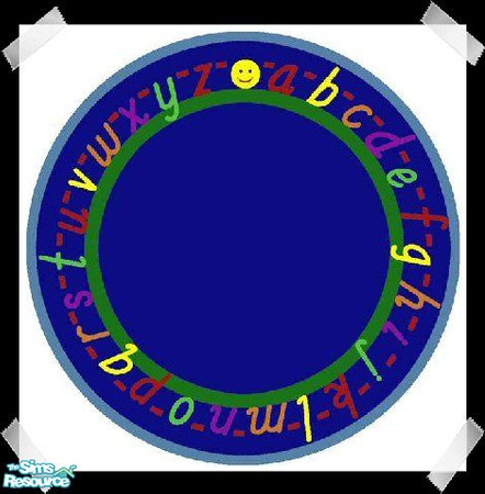 Sims 2 — MC ABC Script Rug by mistresscris — This rug a Maxis recolor of the \"EA Sports Baseball Rug\".