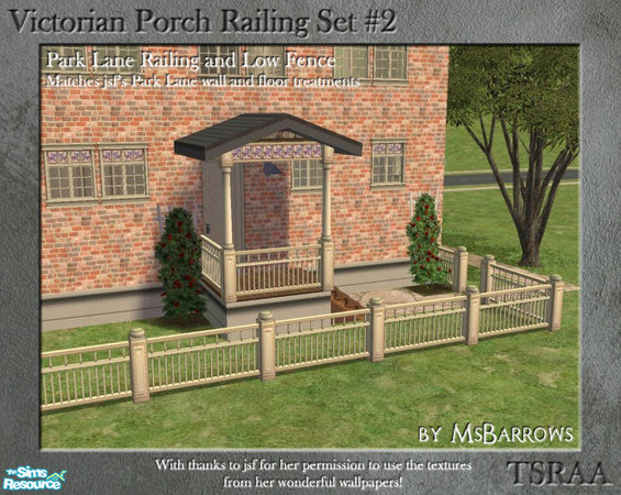 Sims 2 — Victorian Porch Railing - Park Lane by MsBarrows — A classic porch railing design with a twist - stained glass