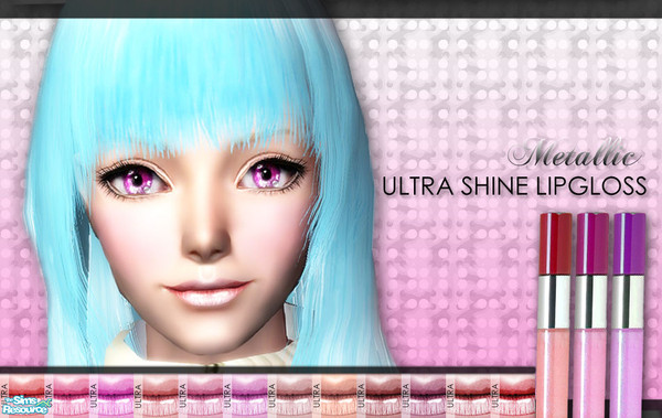 Sims 2 — Metallic - Ultra Shine Lipgloss Set - 12 by kyna987 — Set contains 12 individual coloured lipgloss. Perfect for