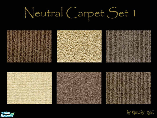 Sims 2 — Neutral Carpet Set 1 by Gumby_Girl — A collection of 6 neutral coloured carpets for your sims home. Durable