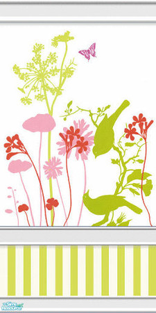 Sims 2 — Floral Birds Bedroom Floral Birds Wall by Henwen — 