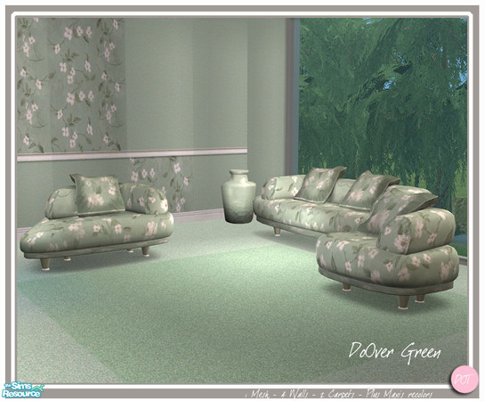 Sims 2 — DoOver Green by DOT — DoOver Green 4 Walls 2 Floors DoOver Loveseat DoOver Chair and Lounge DoOver Dynasty Floor
