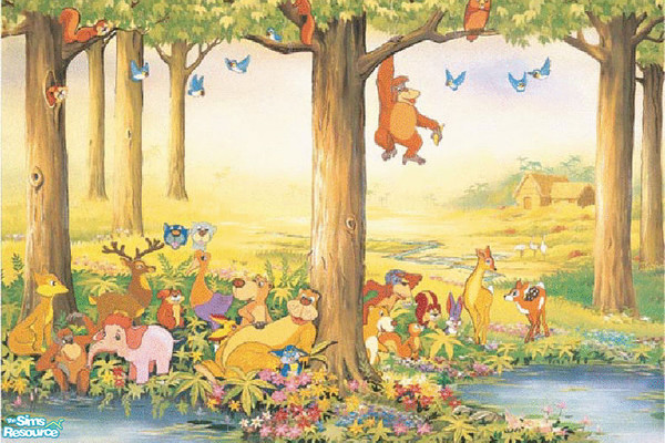 Sims 2 — Whimsy Mural by brittie — Another mural for the little ones! Some of the characters might look familiar! Enjoy!