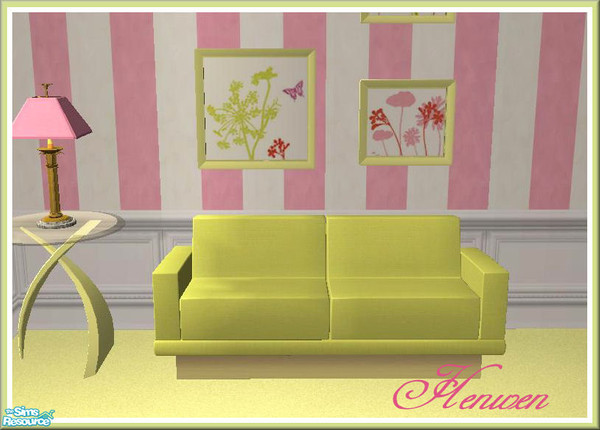 Sims 2 — Pretty Pink Livingroom Sofa Sectional Lime Green by Henwen — 