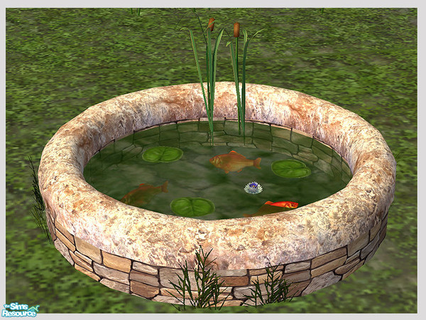 Sims 2 — Rustic Stone Garden - Pond - Mesh by Shakeshaft — Part of a set of Garden Furniture and Decoratives in Stone and