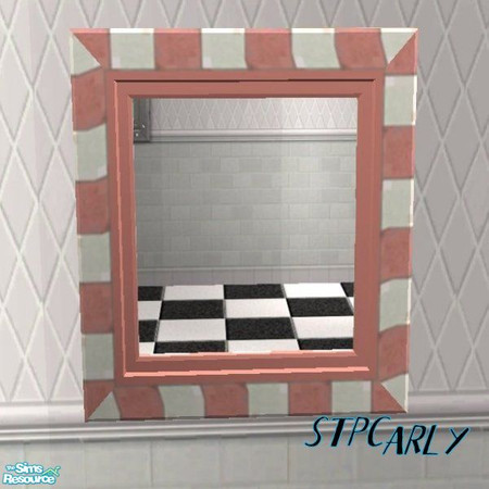 Sims 2 — Pink Tile Basic Bath Mirror by STP Carly — Pink tiled basic bath.