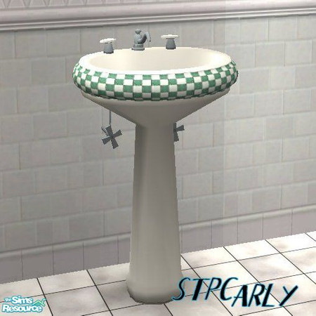 Sims 2 — Mint Tiled Basic Bath Sink by STP Carly — Mint tiled basic bath for that basic bath with colors.