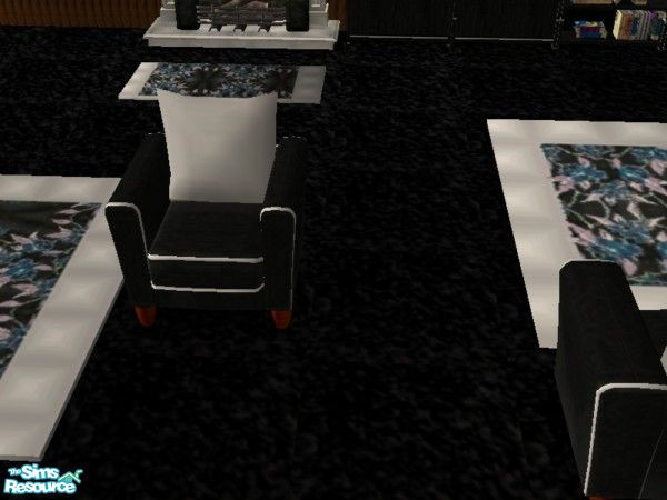 Sims 2 — Black Natural chair by ead425 — 13 items, 1 wall: carpet is black shag from batman bedroom: bookcase, coffee