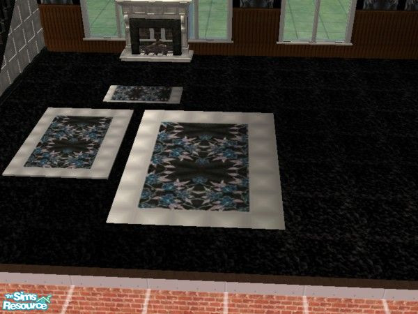 Sims 2 — Black Natural rug set by ead425 — 13 items, 1 wall: carpet is black shag from batman bedroom: bookcase, coffee