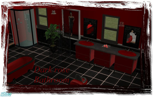 Sims 2 — Dark rose bathroom by Malitia — If you don't like all those bright colors ;)